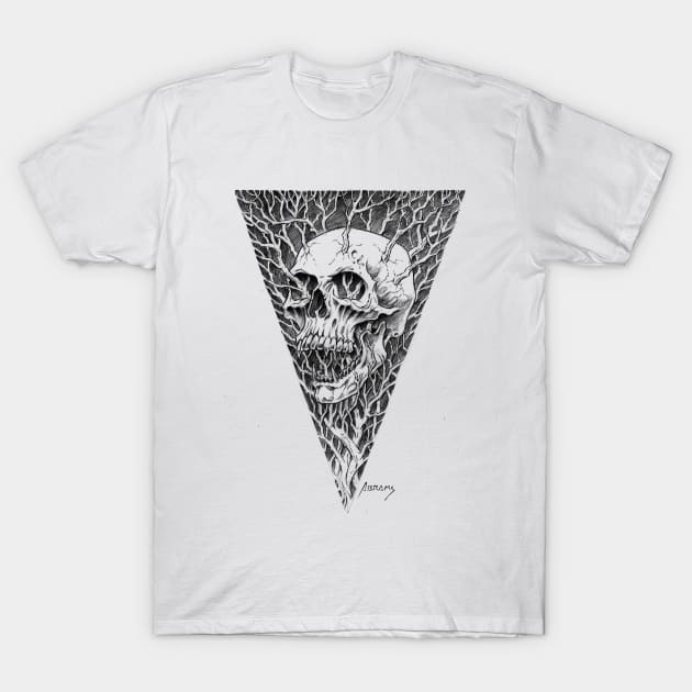 Screaming Skull Line Art T-Shirt by Paul_Abrams